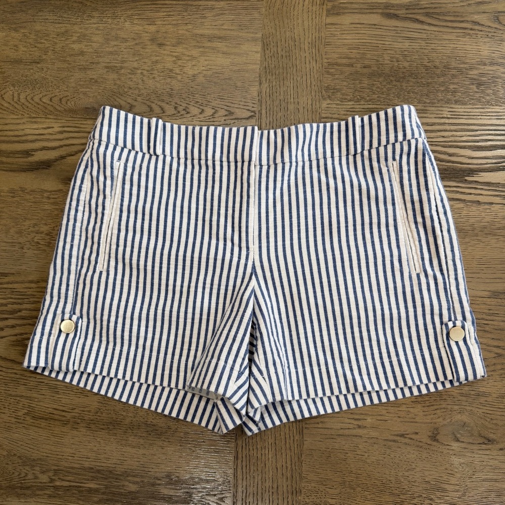White House Black Market Navy and White Striped Bermudas